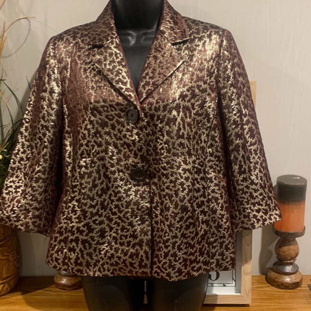 Michael Kors Metallic Leopard Print Blazer